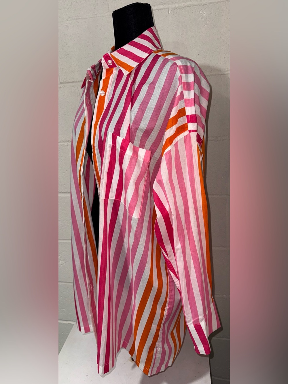 Beach Riot Alexa Top Sunset Stripes Swim Coverup Pink Orange PL NWOT - Picture 2 of 8